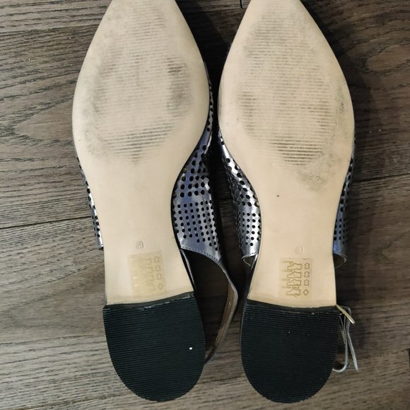 BRUNO PREMI Silver Metallic Leather Pointed Toe Flats Size 40 - Picture 6 of 7